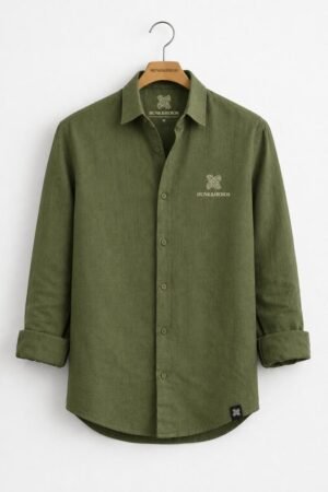 HUNK&HEROS Men’s Premium Olive Green Cotton Shirt