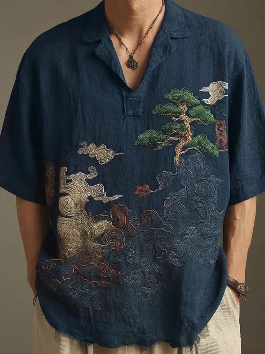 HUNK&HEROS Men’s Premium Embroidered Oversized Summer Shirt - Image 3