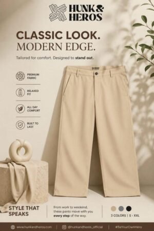 HUNK&HEROS Men’s Premium Cotton Blend Slim Fit Chinos